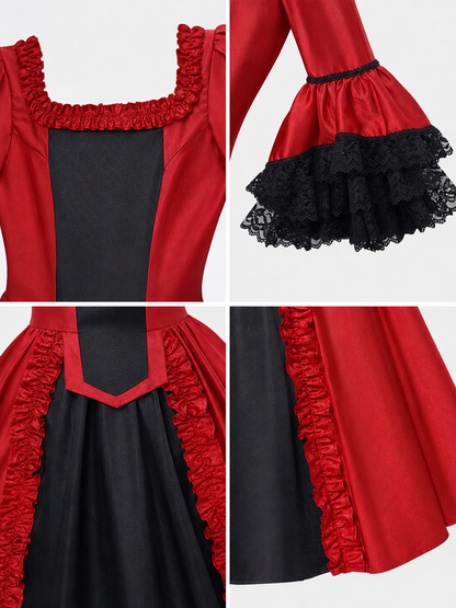 Gothic Dress with Lace and Flared Sleeves