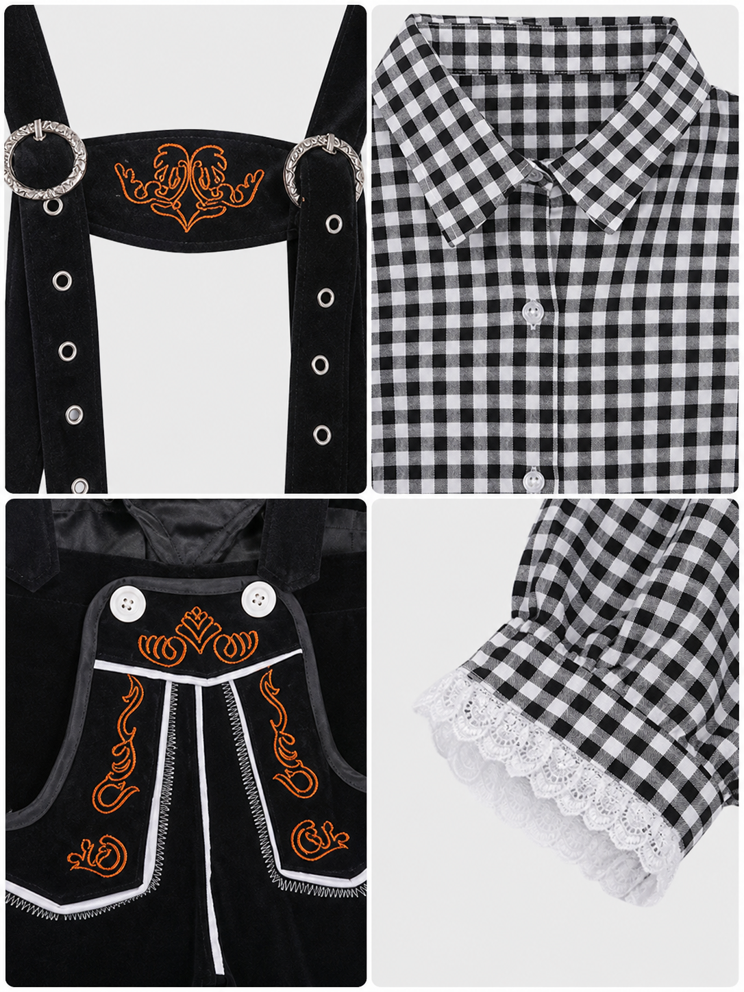 Children's Set: Plaid Shirt and Suspender Shorts