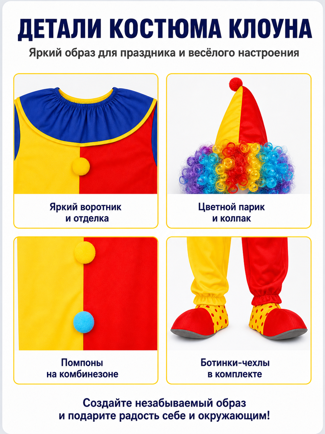 Red and Yellow Clown Jumpsuit for Parties detail view