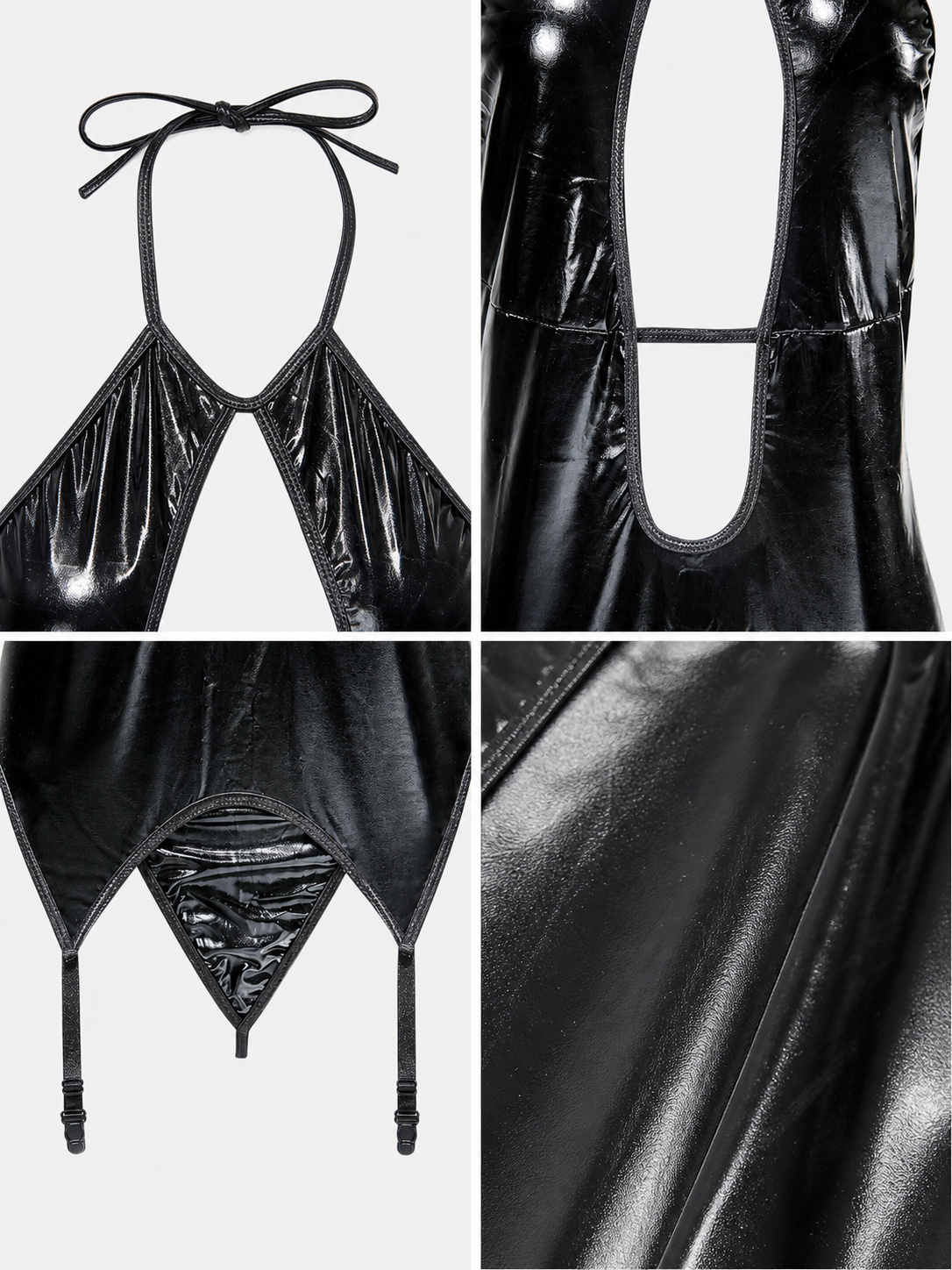 Black Erotic Cutout Bodysuit with Straps