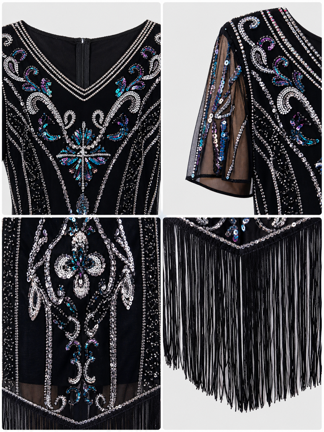 1920s-Style Sequin Dress with Fringe