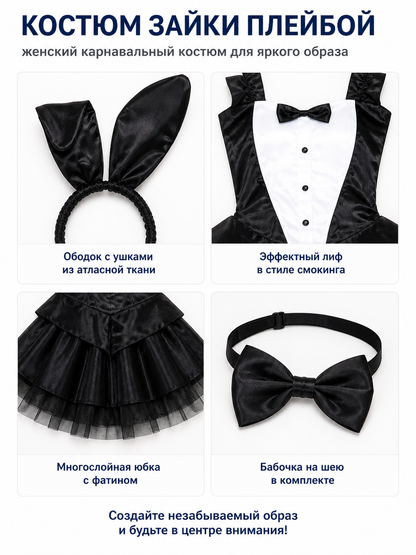 Black-and-White Rabbit Costume with a Full Skirt