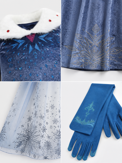 Snow Queen Costume with Cape for Cosplay detail view