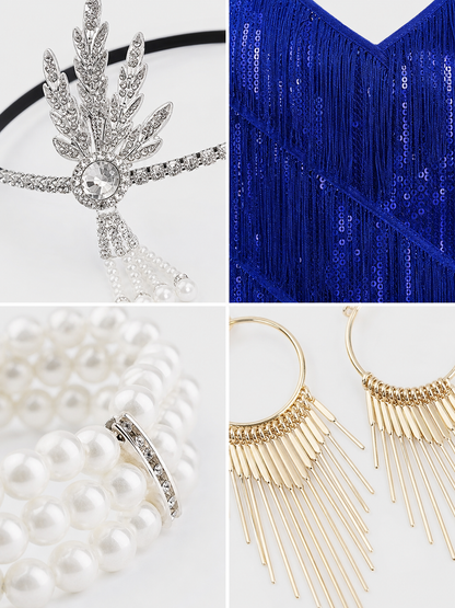 1920s-Themed Event Set: Fringe Dress and Accessories