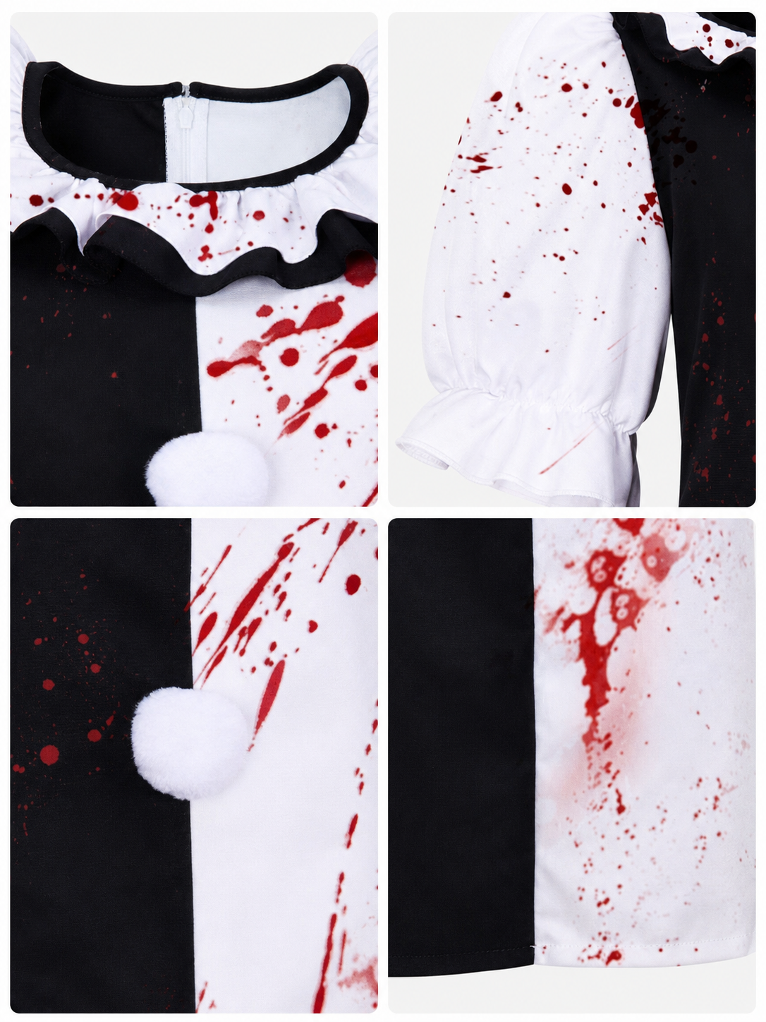 Clown Costume Dress for Halloween with Blood Print