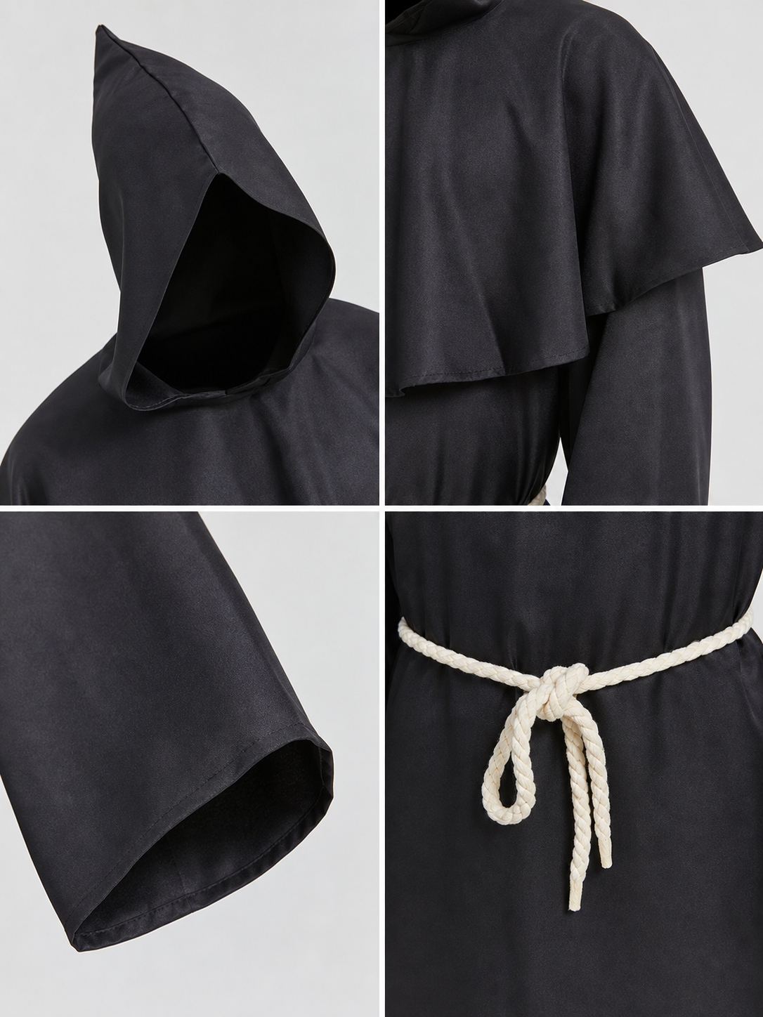 Hooded Monk Costume with Cape and Cross