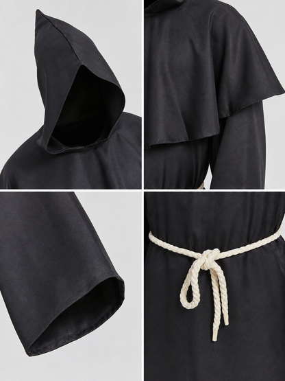 Hooded Monk Costume with Cape and Cross