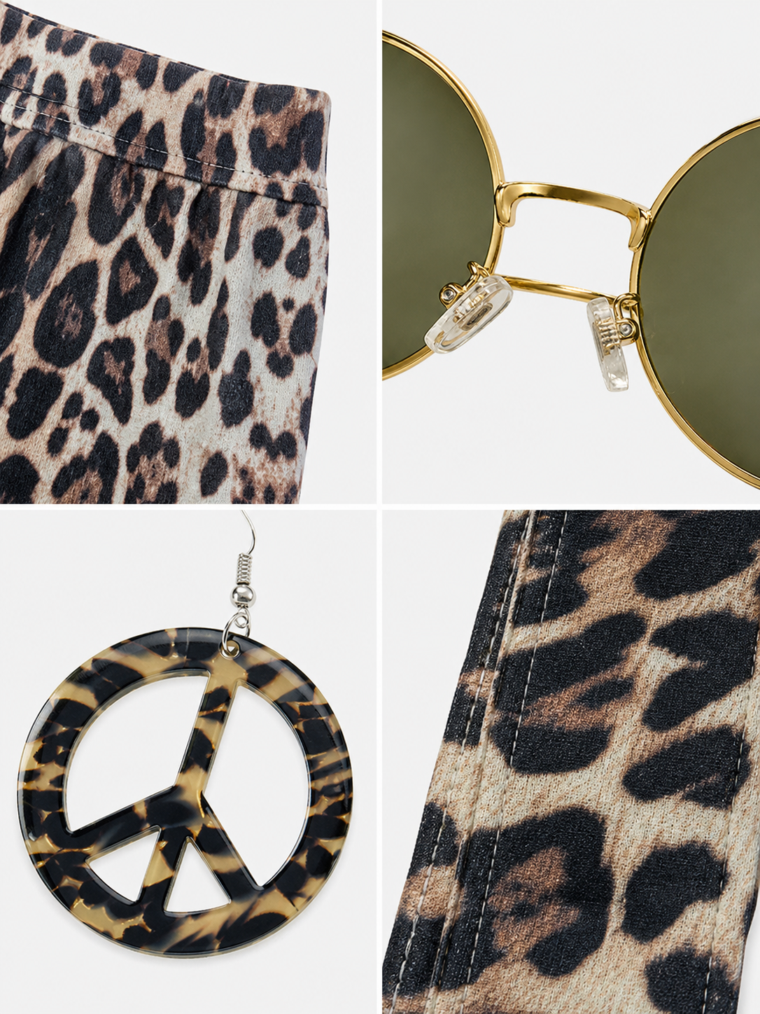 Flare Pants with Leopard Print and Accessories