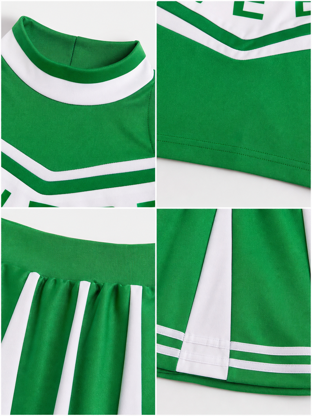Cheerleading Costume: Striped Top and Skirt detail view