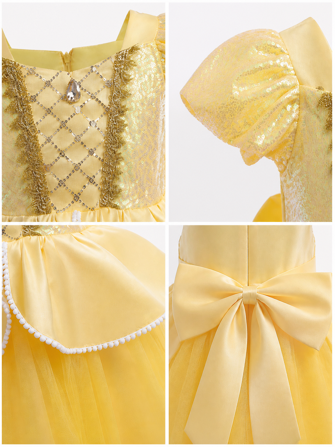 Yellow Princess Carnival Dress for Cosplay and Parties detail view