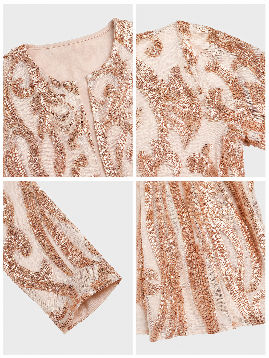 Long Sequin-Embroidered Cape with Baroque Pattern