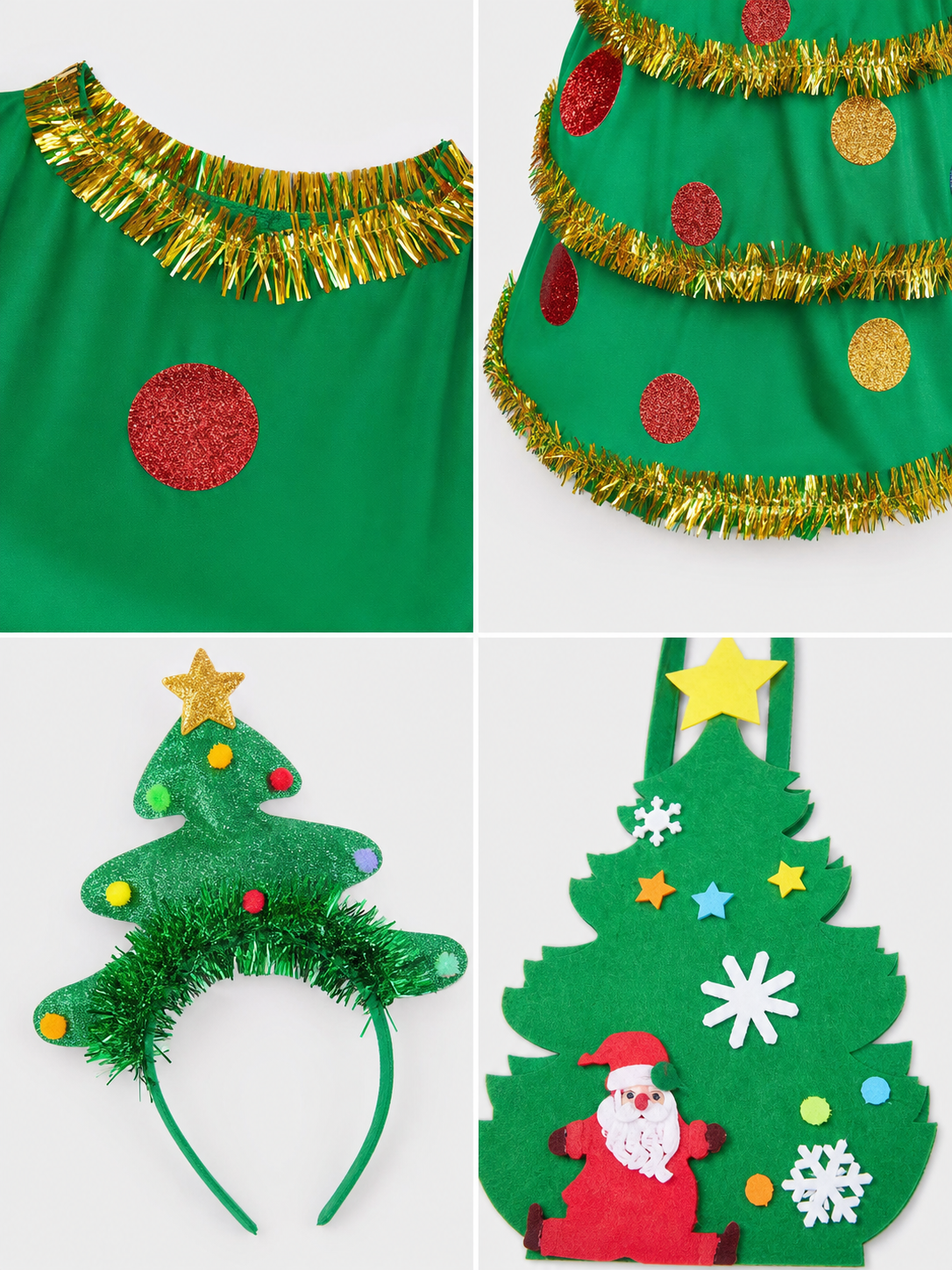 Green Christmas Tree Costume for Cosplay with Accessories