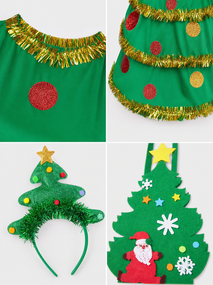 Green Christmas Tree Costume for Cosplay with Accessories