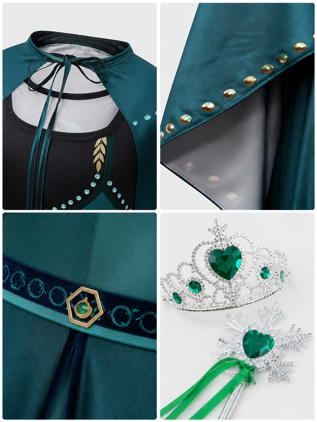 Princess Costume with Cape for Halloween detail view