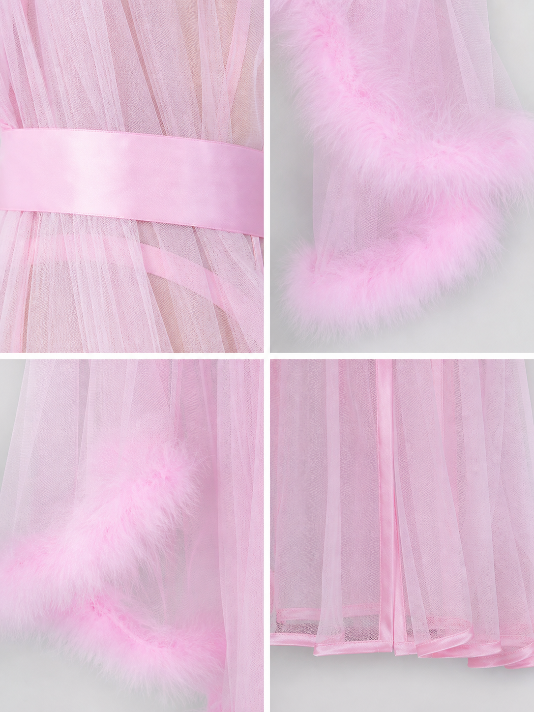Pink Sheer Adult Cape with Trim detail view