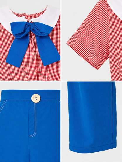 Circus-Style Clown Costume with Bow and Pants