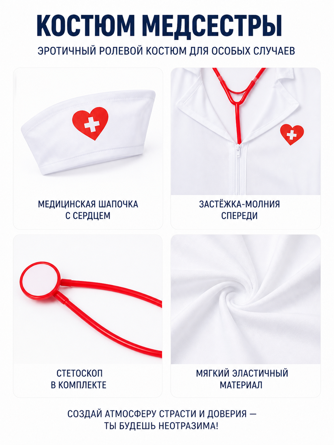 Medical Cosplay Costume, Zip-Up Dress detail view