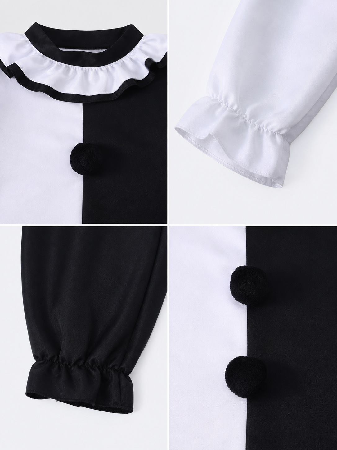 Halloween Clown Costume, Black and White Jumpsuit