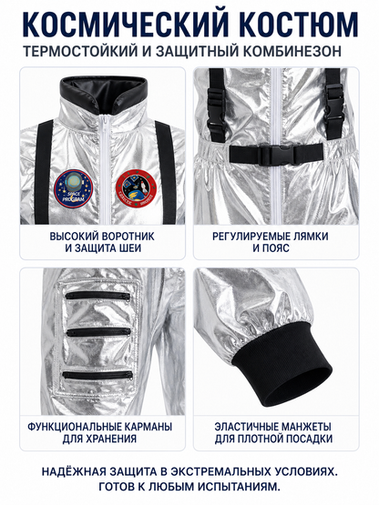 Astronaut Jumpsuit with Patches and Zipper detail view
