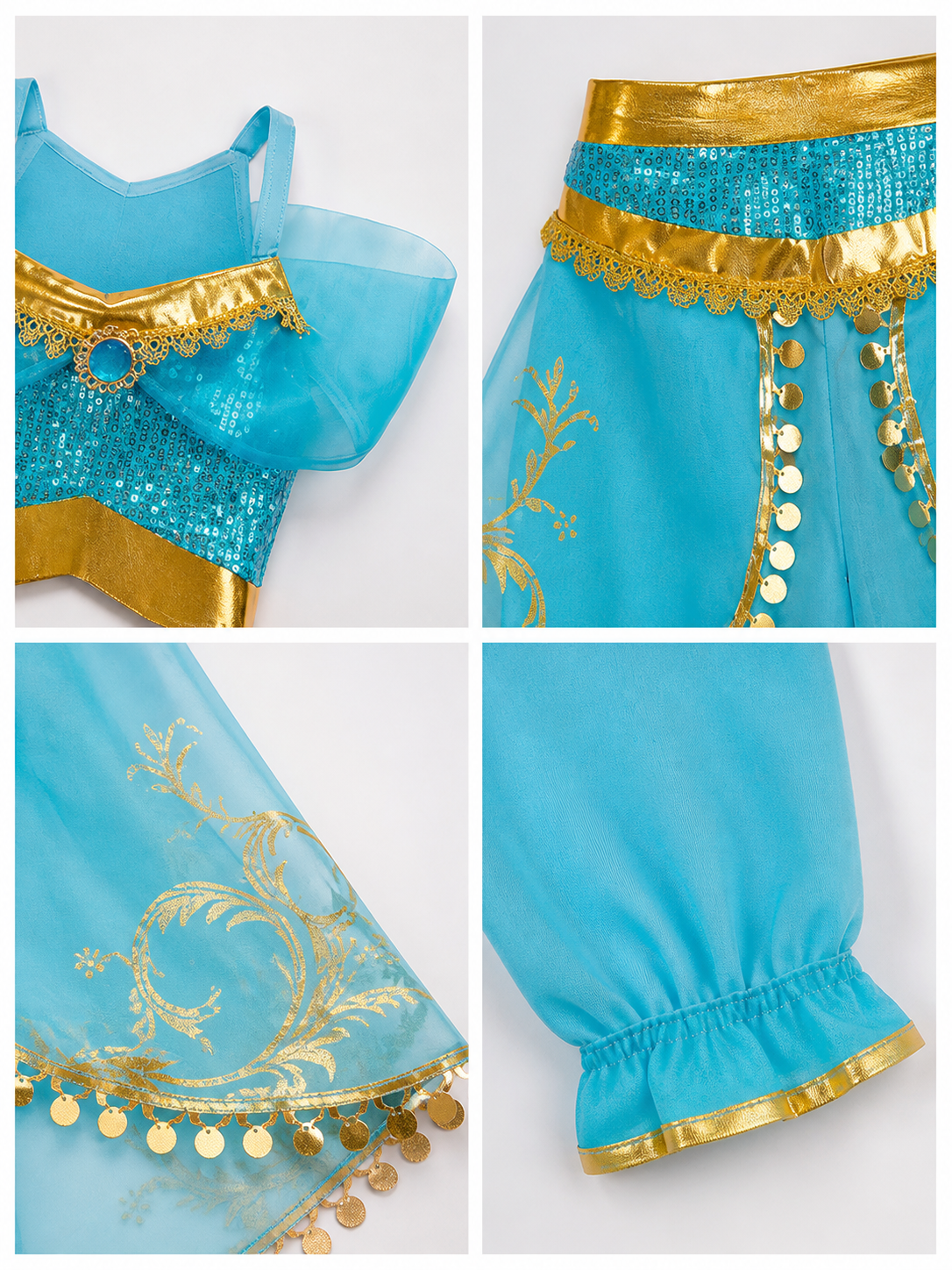 Blue and Gold Princess Costume Set detail view