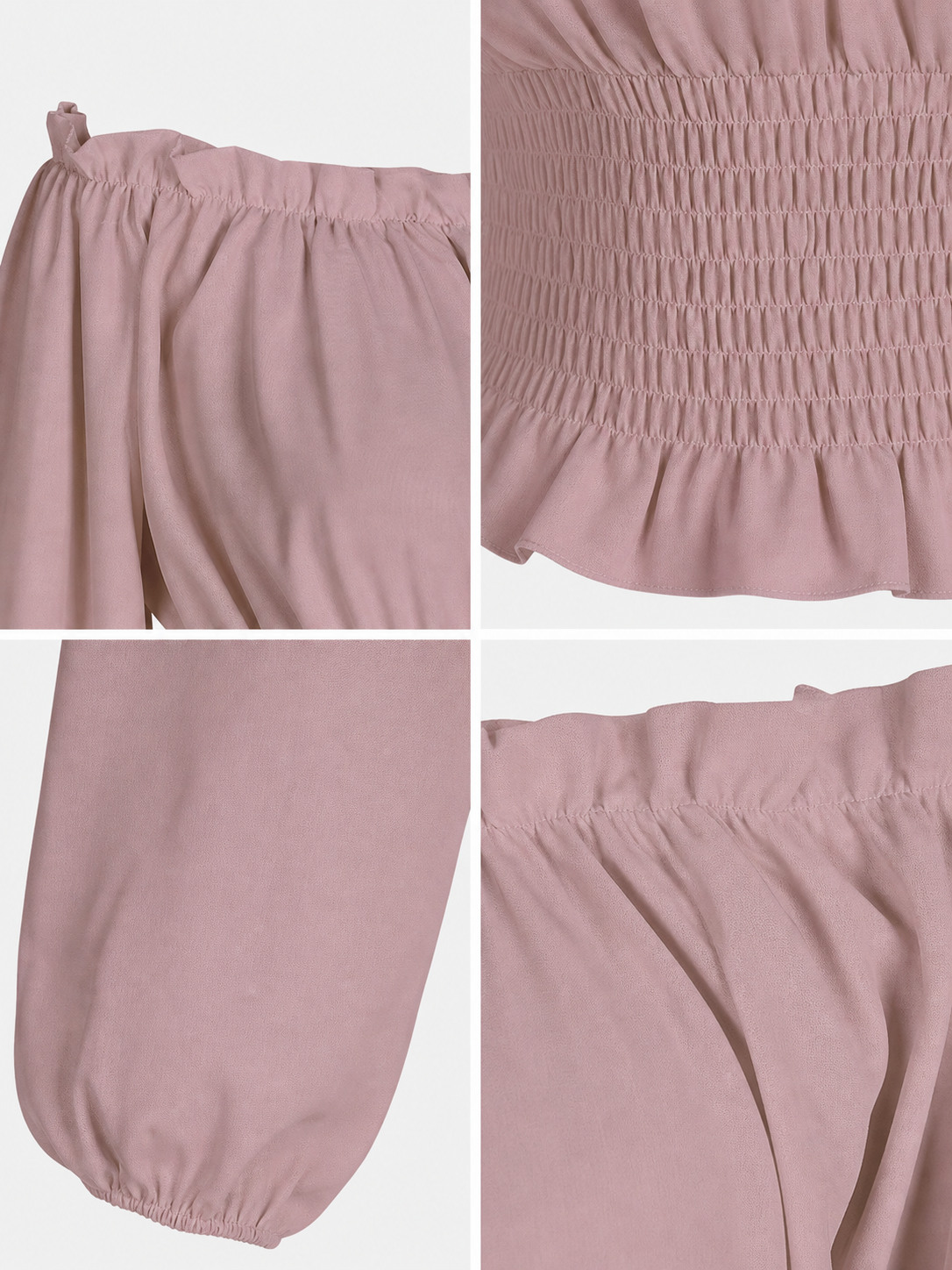 Cropped Blouse with Puff Sleeves and Ruffle