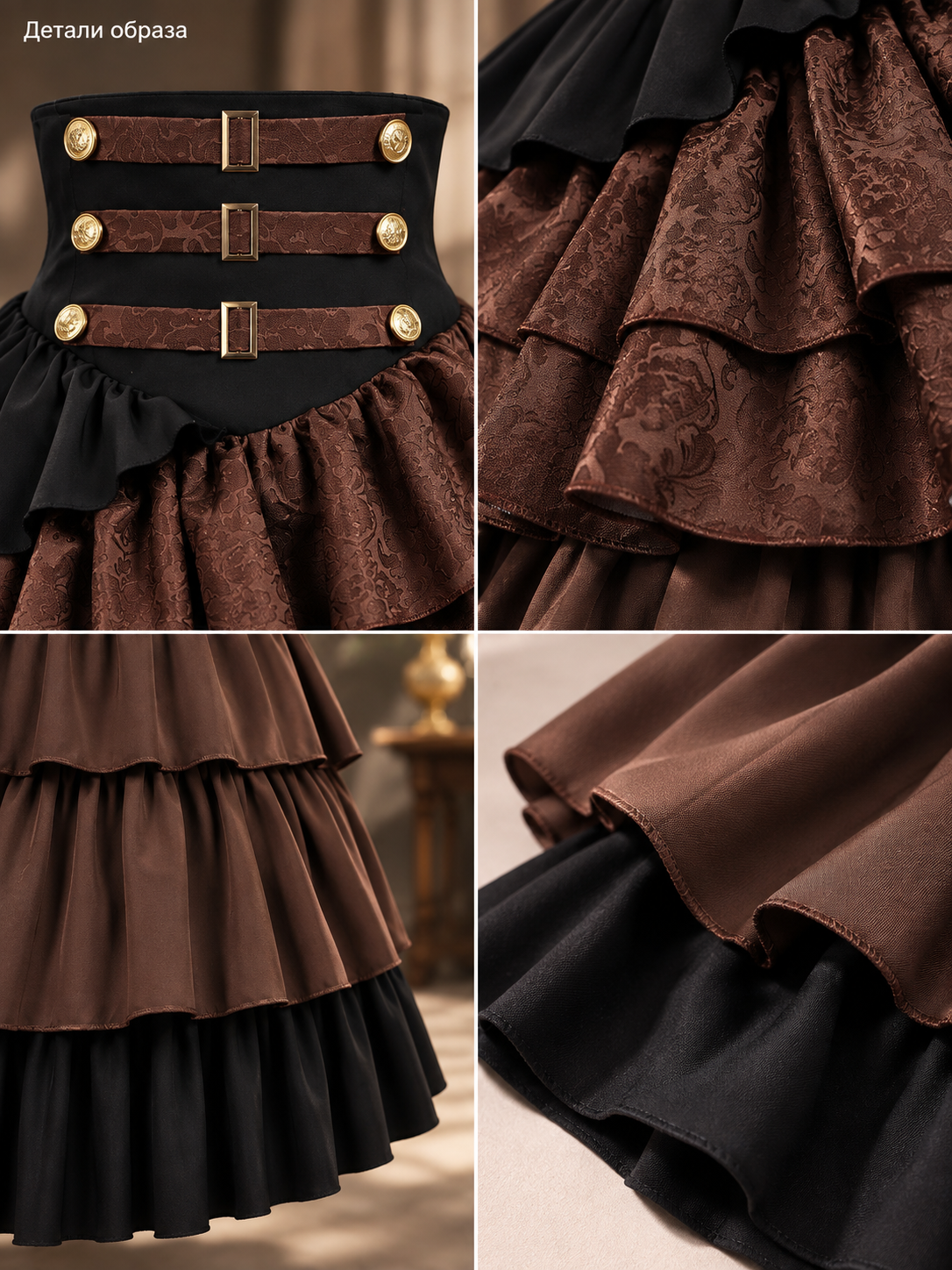 High-Waisted Tiered Skirt with Jacquard Pattern detail view