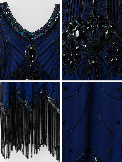 Art Deco Dress with Fringe and Sequins