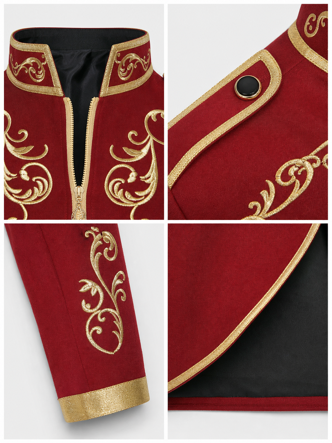Embroidered Cosplay Jacket, Red with Gold