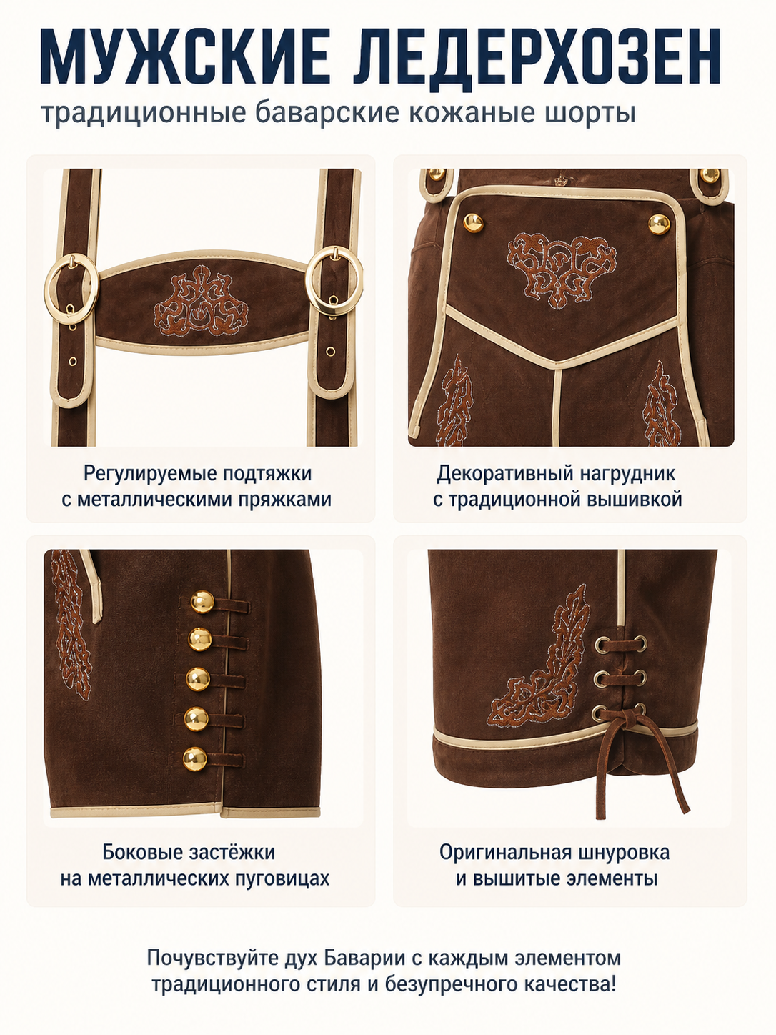 Bavarian Costume with Suspenders and Plaid Shirt product detail composite