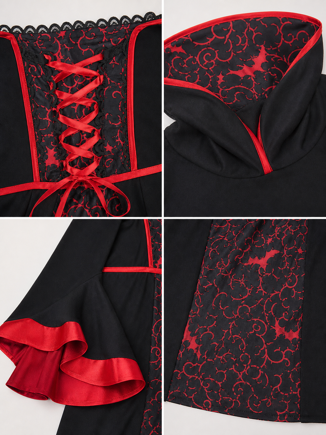 Vampire Costume: Floor-Length Dress with Necklace