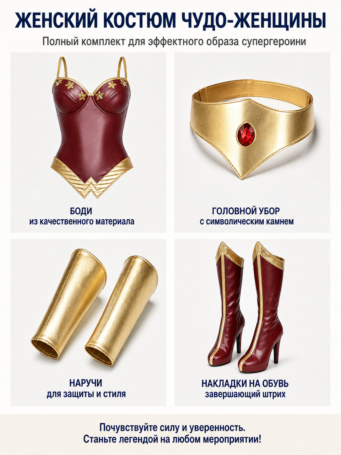Wonder Woman Costume Set for Cosplay detail view