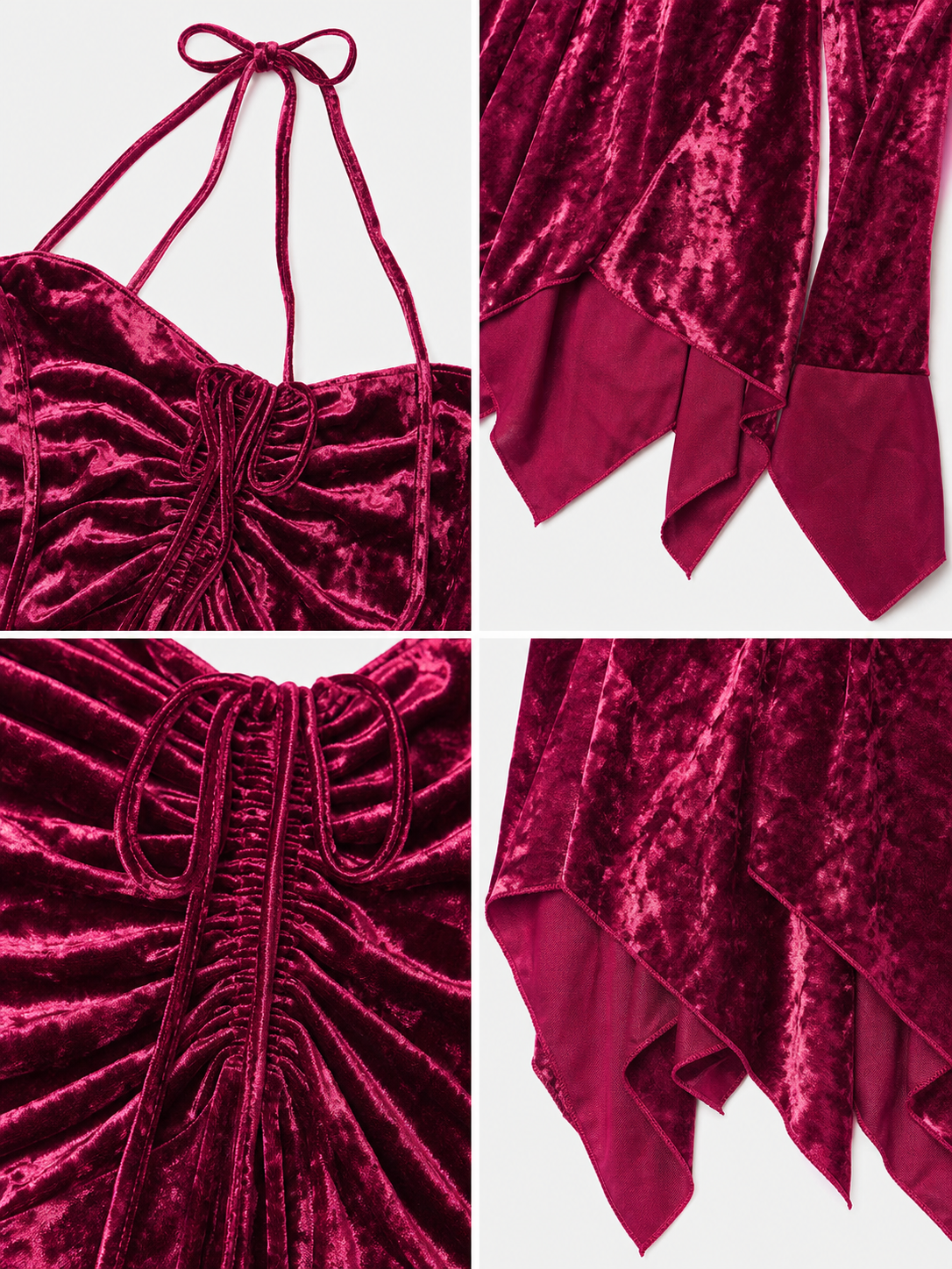 Velvet Mini Dress with an Asymmetrical Hem