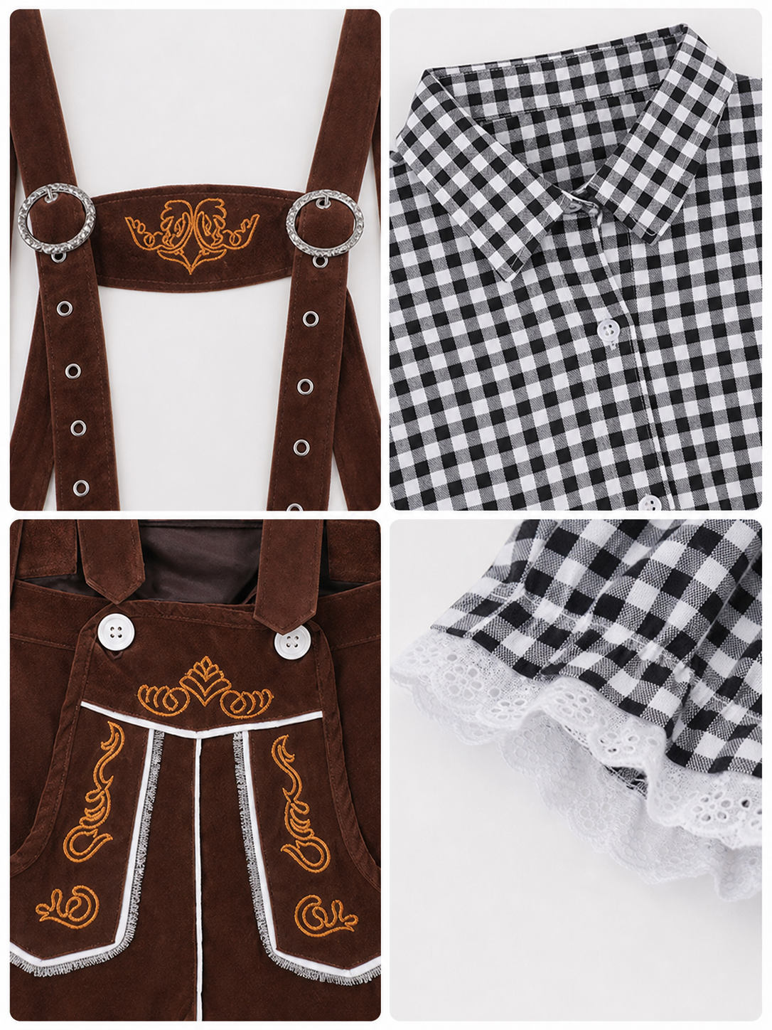 Shirt and Brown Suspender Shorts Set
