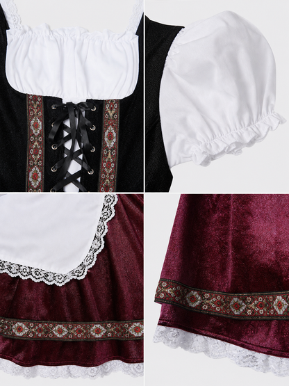 Historical Ethnic Costume with Apron and Lacing