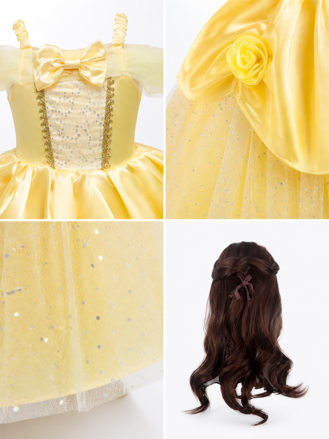 Princess Carnival Costume, Yellow Cosplay Dress detail view