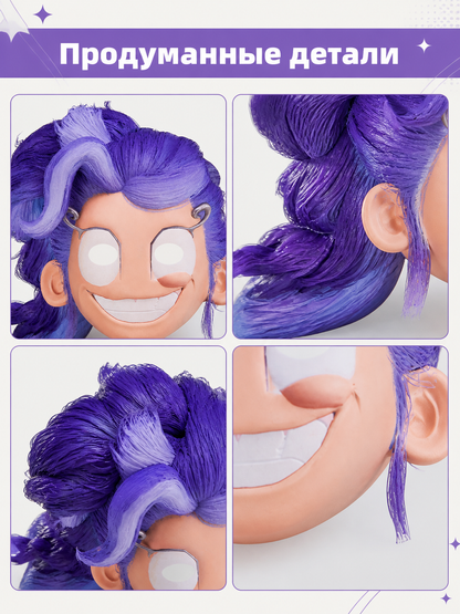 Halloween Carnival Mask with Purple Hair detail view