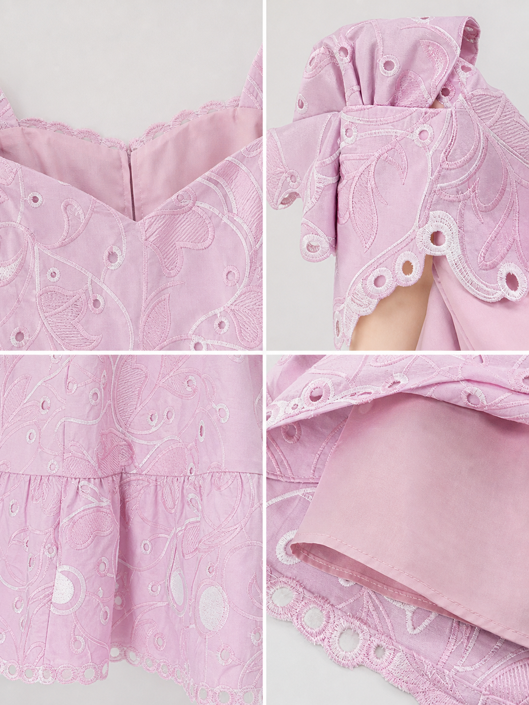 Pink cosplay dress inspired by the film “Wicked 2.” The design features a detail view