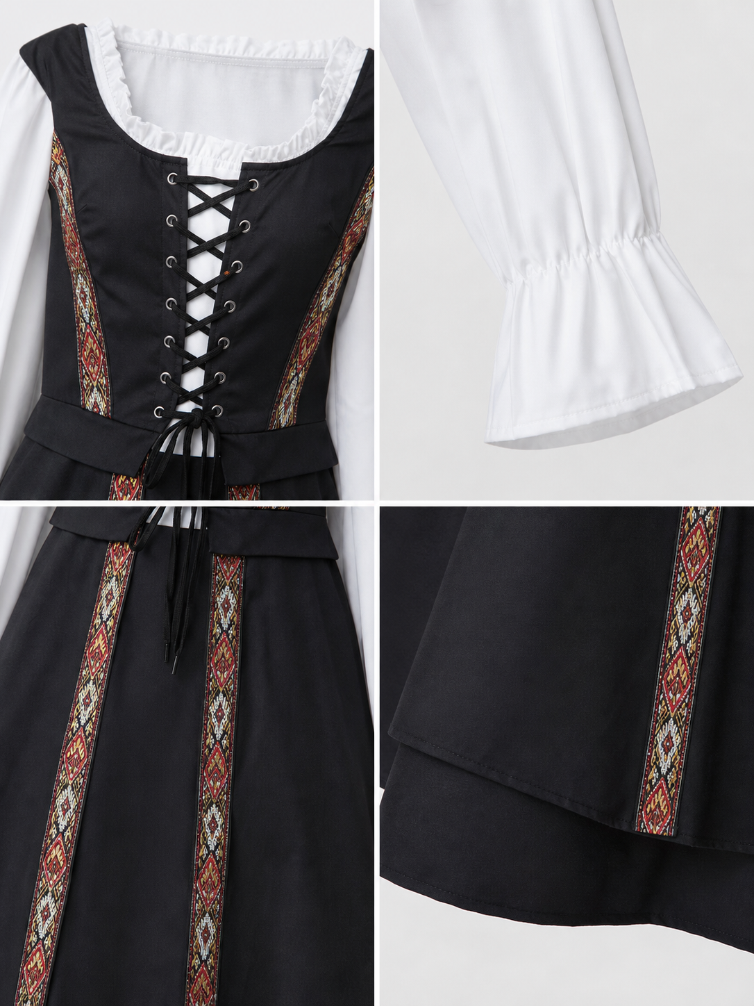 Historical Costume with Lacing and Colorful Trim