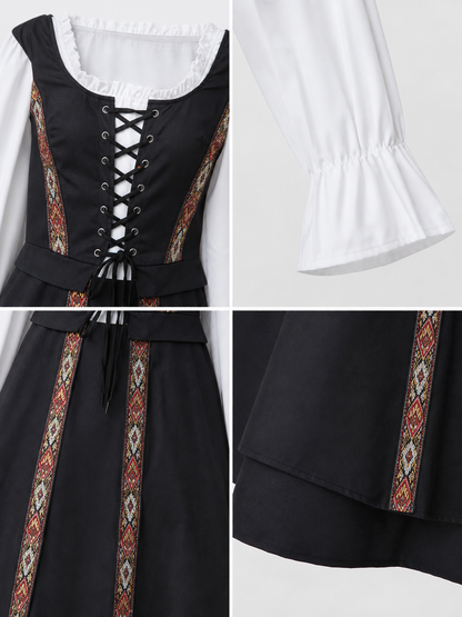 Historical Costume with Lacing and Colorful Trim