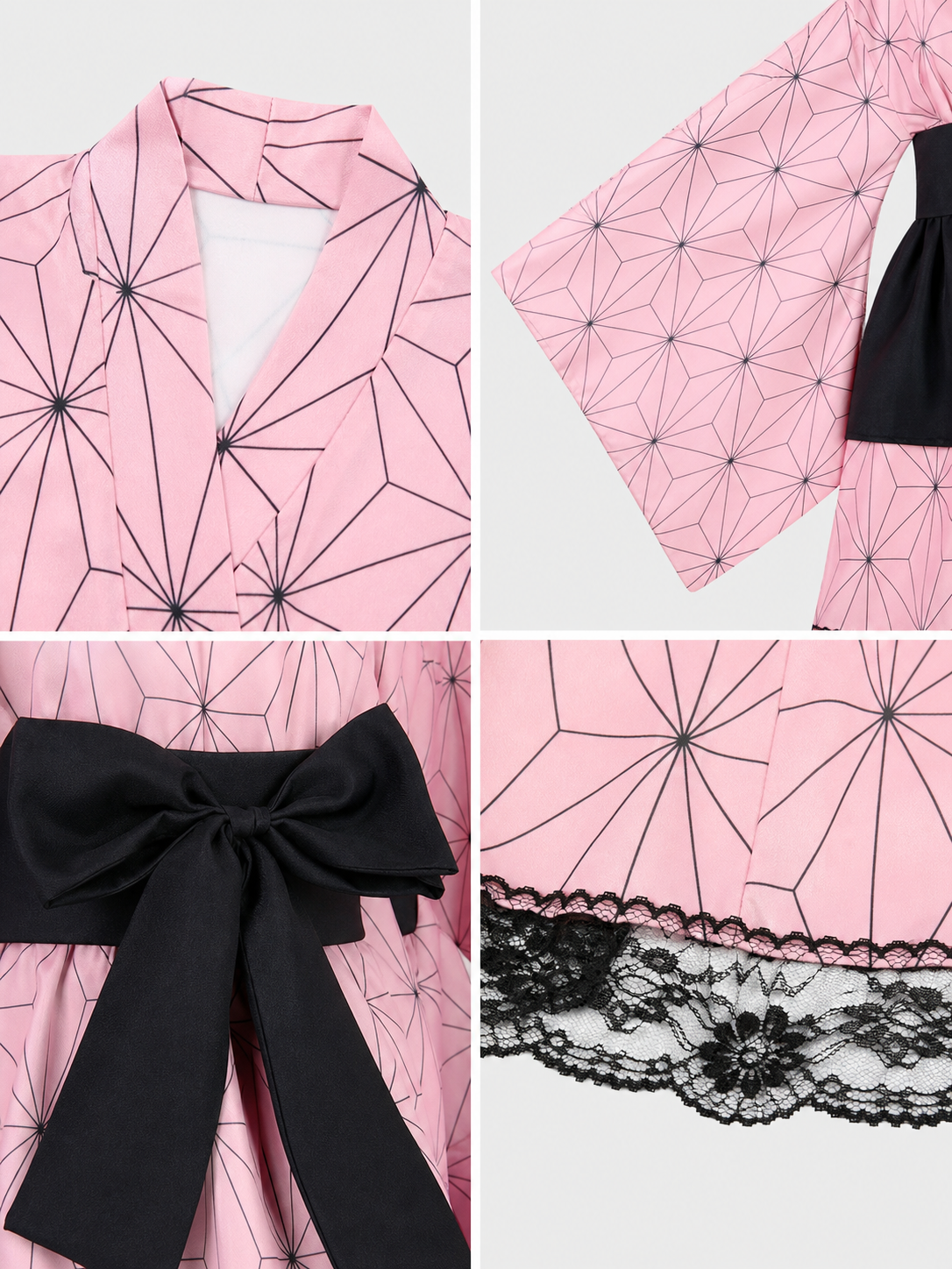Kimono-Style Cosplay Dress with Lace Trim