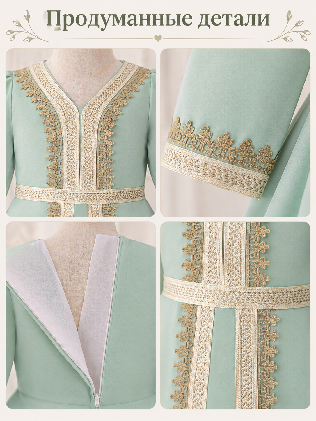 Girls' Dressy Long-Sleeve Dress with Embroidery