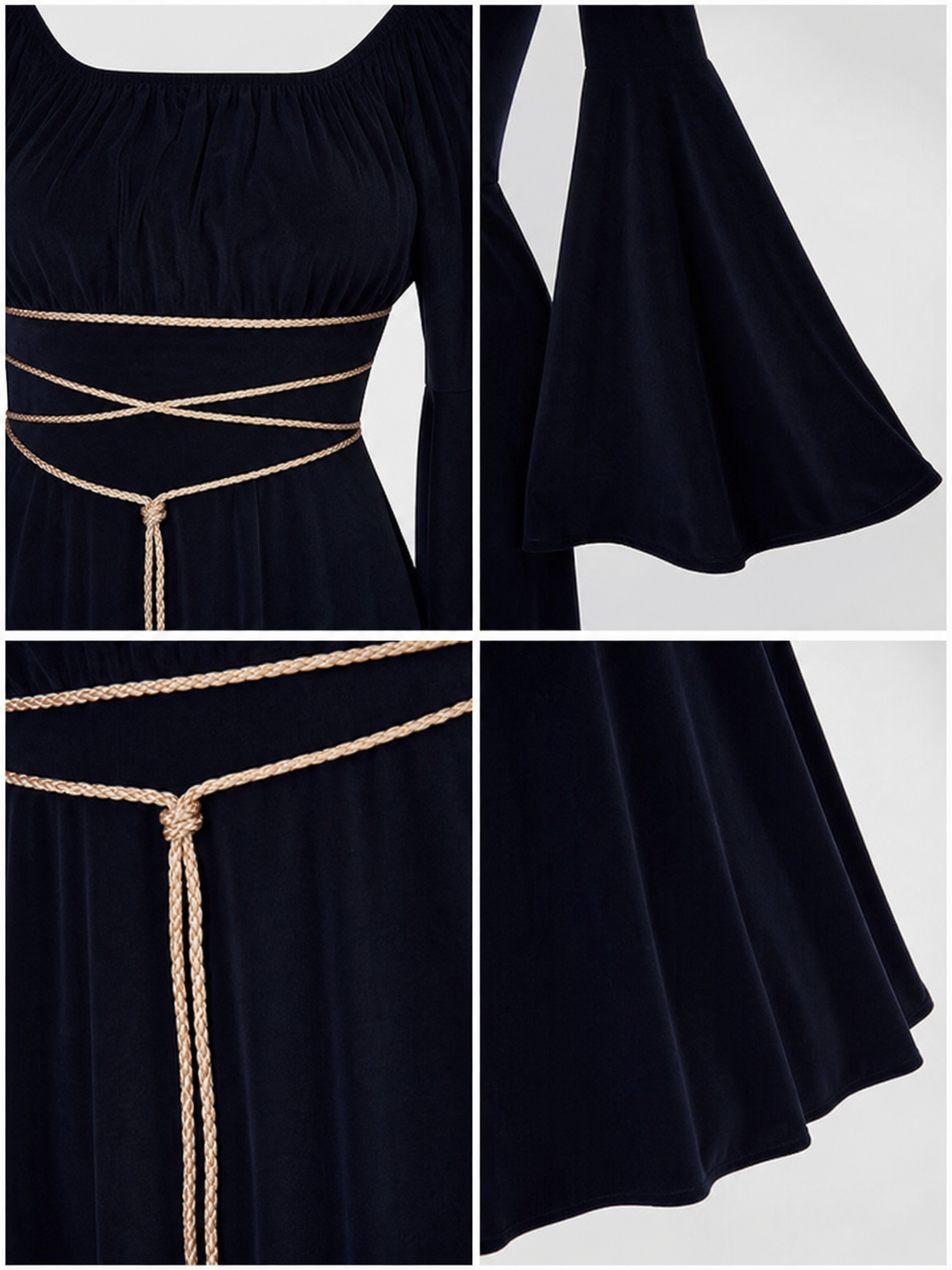 Gothic Maxi Evening Dress with Belt