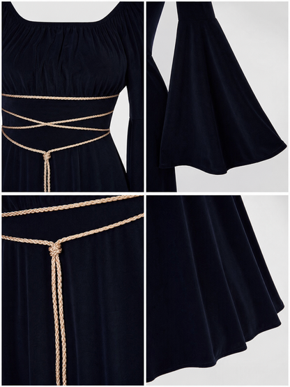 Gothic Maxi Evening Dress with Belt