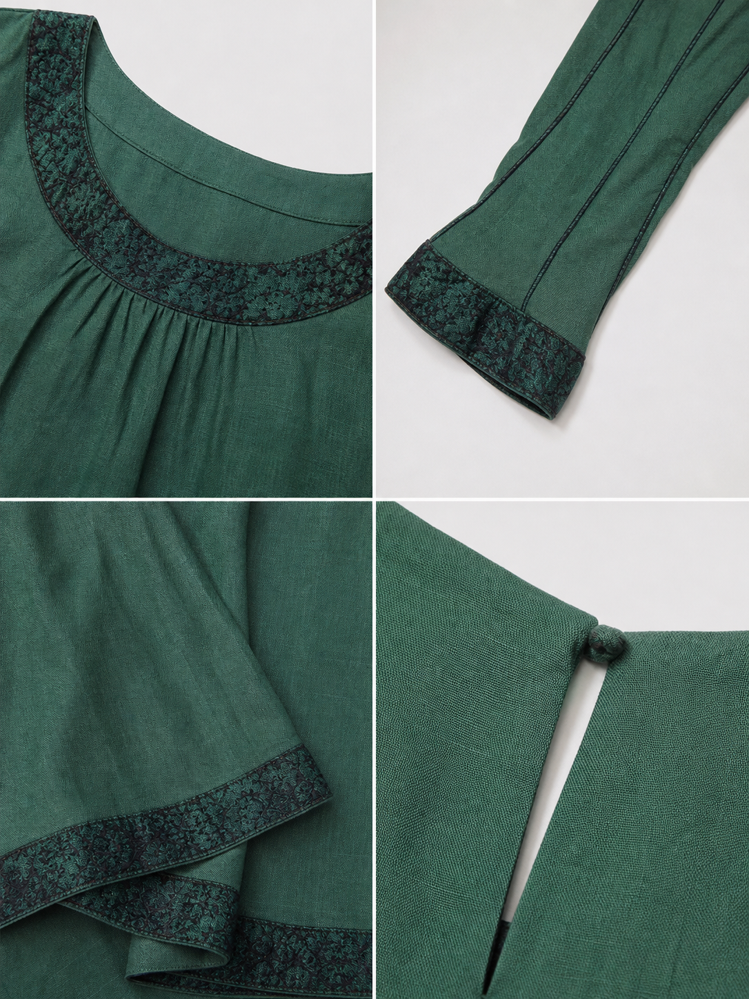 Medieval Green Maxi Dress with Long Sleeves