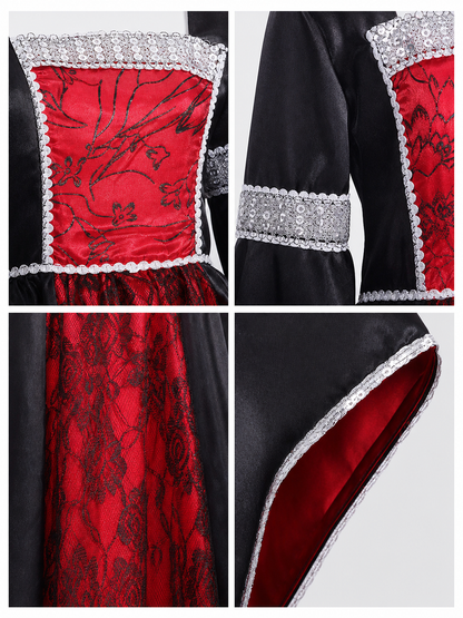 Gothic Dress with Cape, Patterns, and Pendant