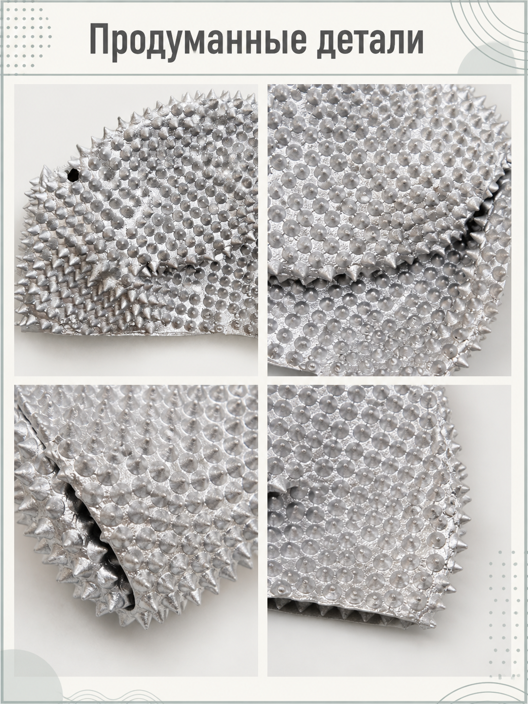 Silver Halloween Mask with Cone-Shaped Spikes for Cosplay
