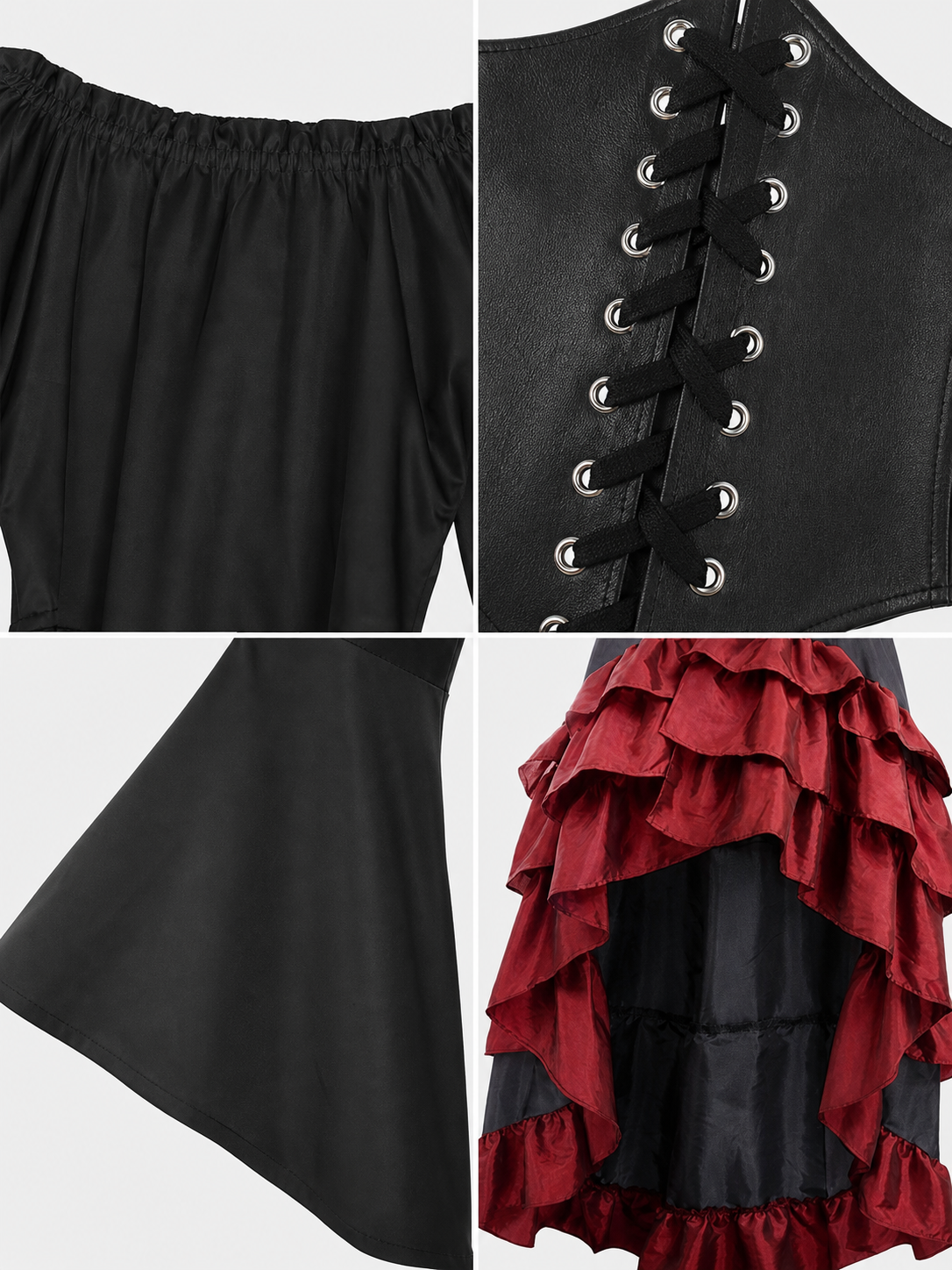 Pirate Costume with Corset and Tiered Skirt