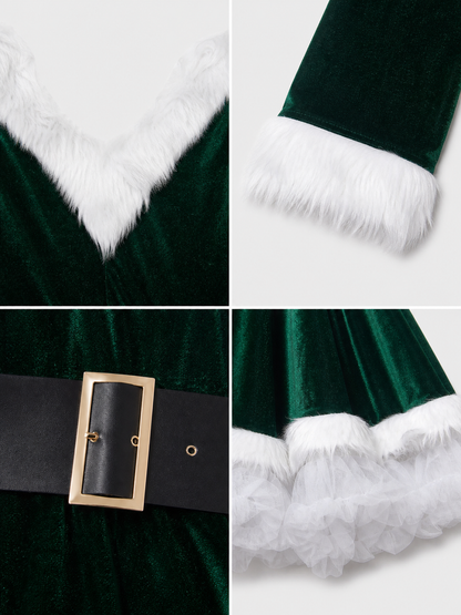 New Year's costume with a green dress and hat