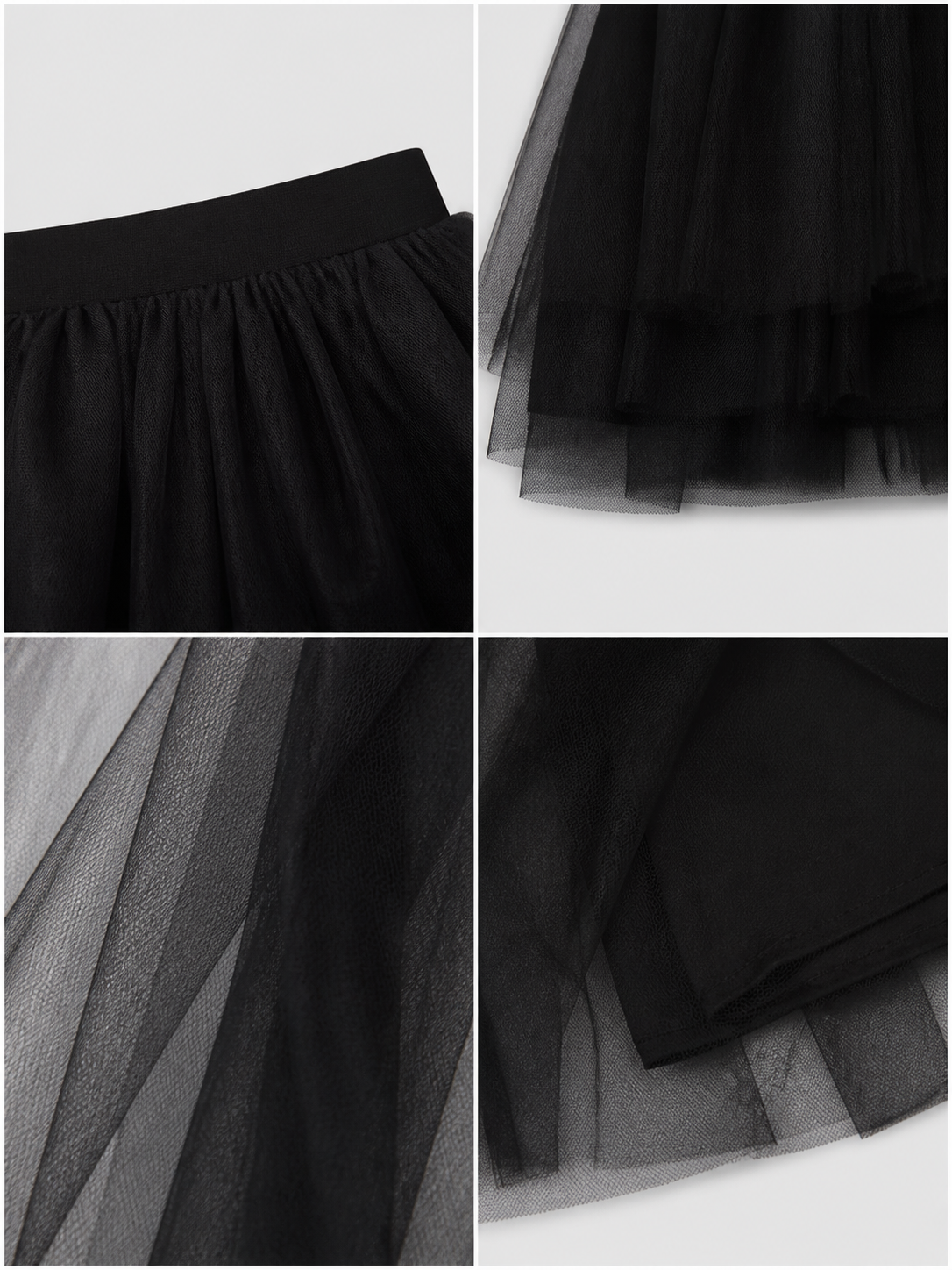 Black Full Tutu Skirt with an Asymmetrical Silhouette detail view