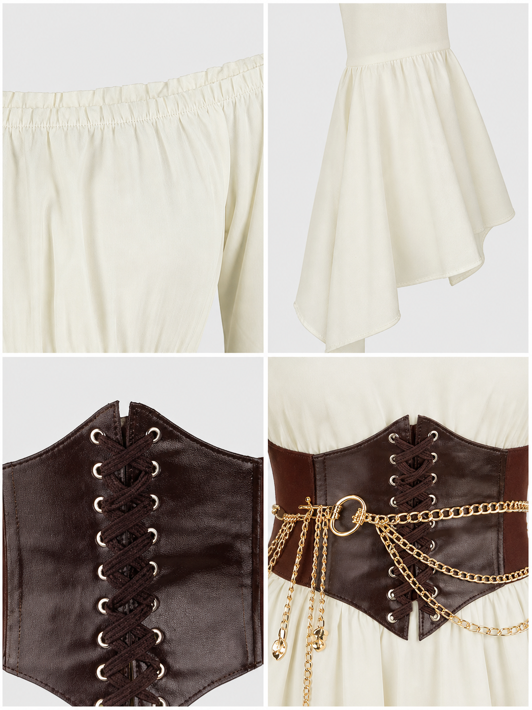 Off-the-Shoulder Dress with Lace-Up Belt